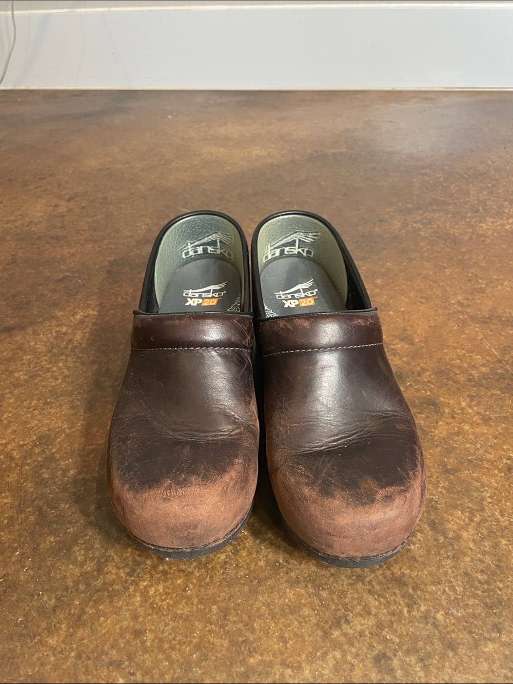 Dansko Dark Brown Leather Slip-On Clogs. Size 38